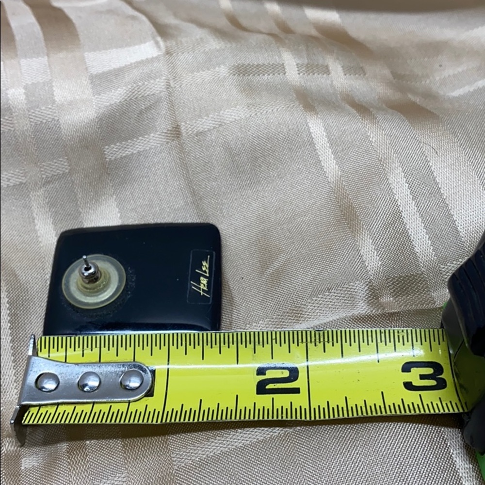 Vtg Hera Lee Marked Black Rectangular Earrings - image 6